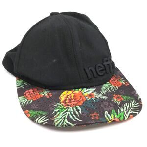 Neff black crown with floral visor with adjustable closure baseball cap